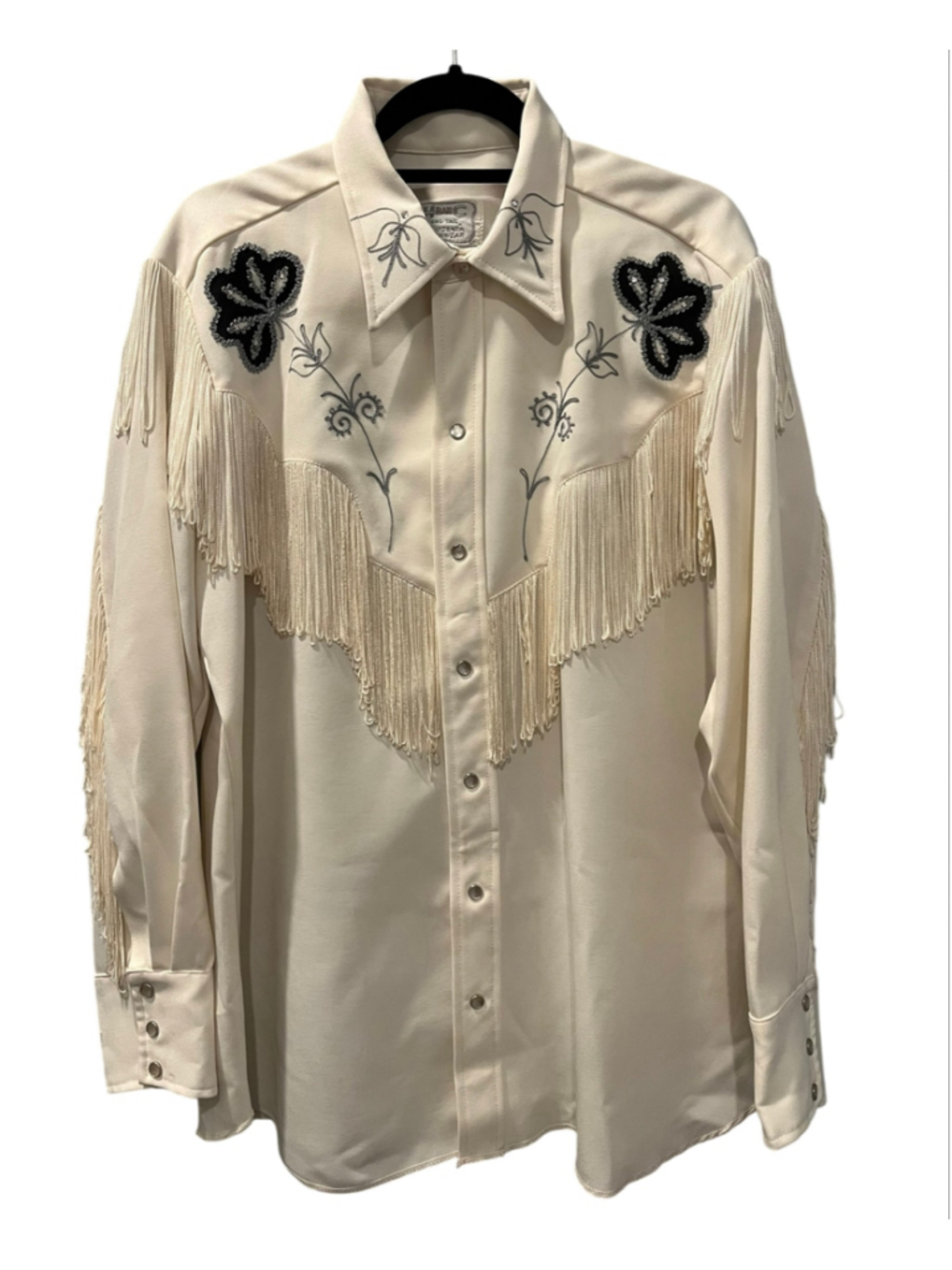 VTG 70s H Bar C Taos Fringe Western Shirt Embroidered Pearl Snap Ken Barbie XL